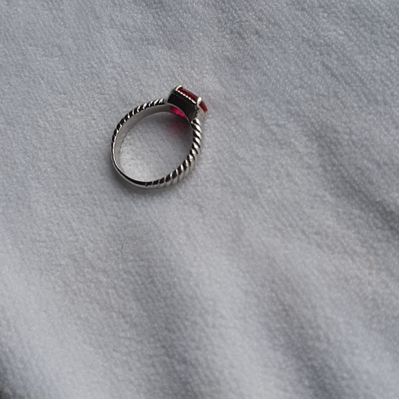 Pink Created Sapphire 925 Sterling Silver Ring - Picture 10 of 11